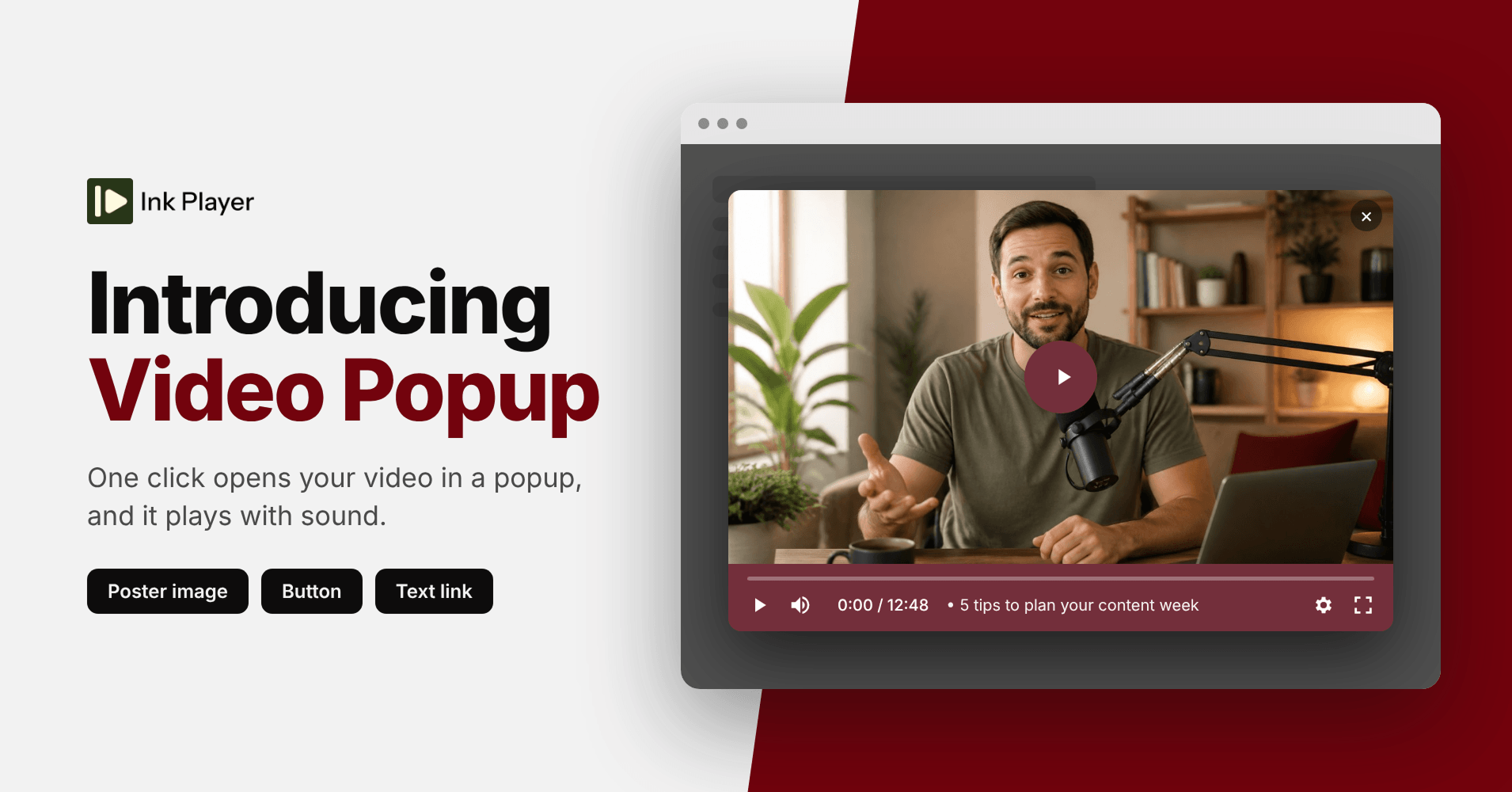 Ink Player video popup